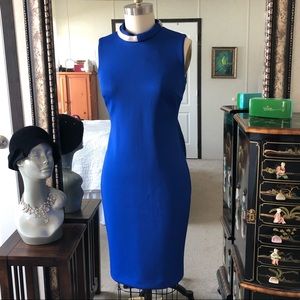 Blue neoprene Calvin Klein dress